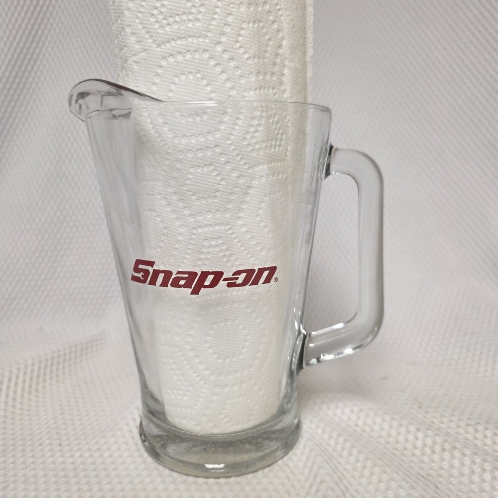 Snap on Tools Glass Beer Pitcher Vintage 9" Tall Beverage